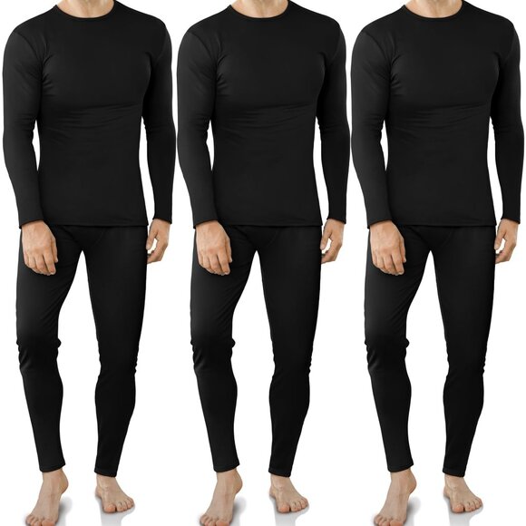 Fleece Lined Thermal Underwear Set Mens Long Johns Base Layer Cold Weather